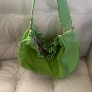 Lilly Pulitzer Lime Leather Shoulder Bag Purse